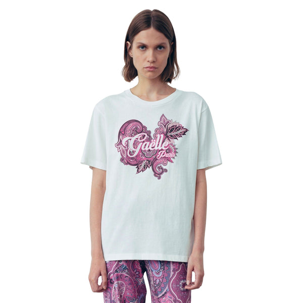 T-Shirt Donna in jersey Paris Bianco ciclamino Gaelle- Francavilla Moda